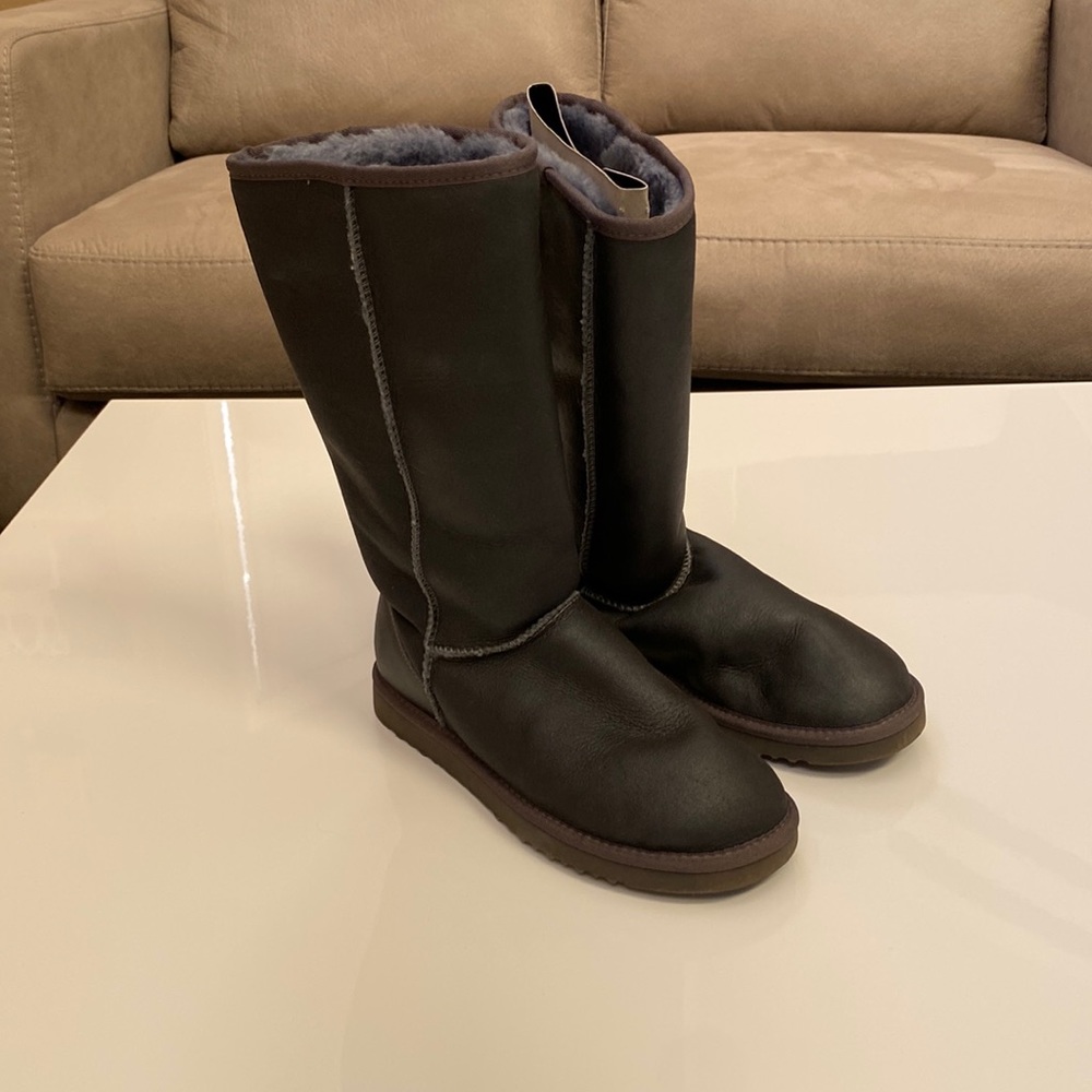 Black, coated tall Uggs